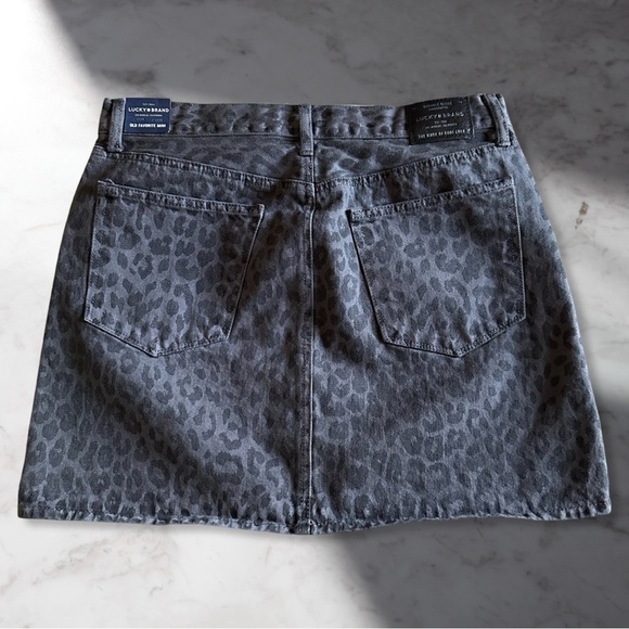 Lucky Brand Old Favorite Mini Skirt In Charcoal Leopard Print Size 10/30 - Picture 9 of 13